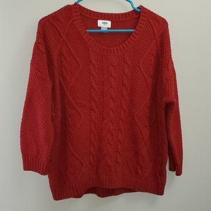 Old Navy Crew Neck Chunky Knit Red Sweater Sz L/G